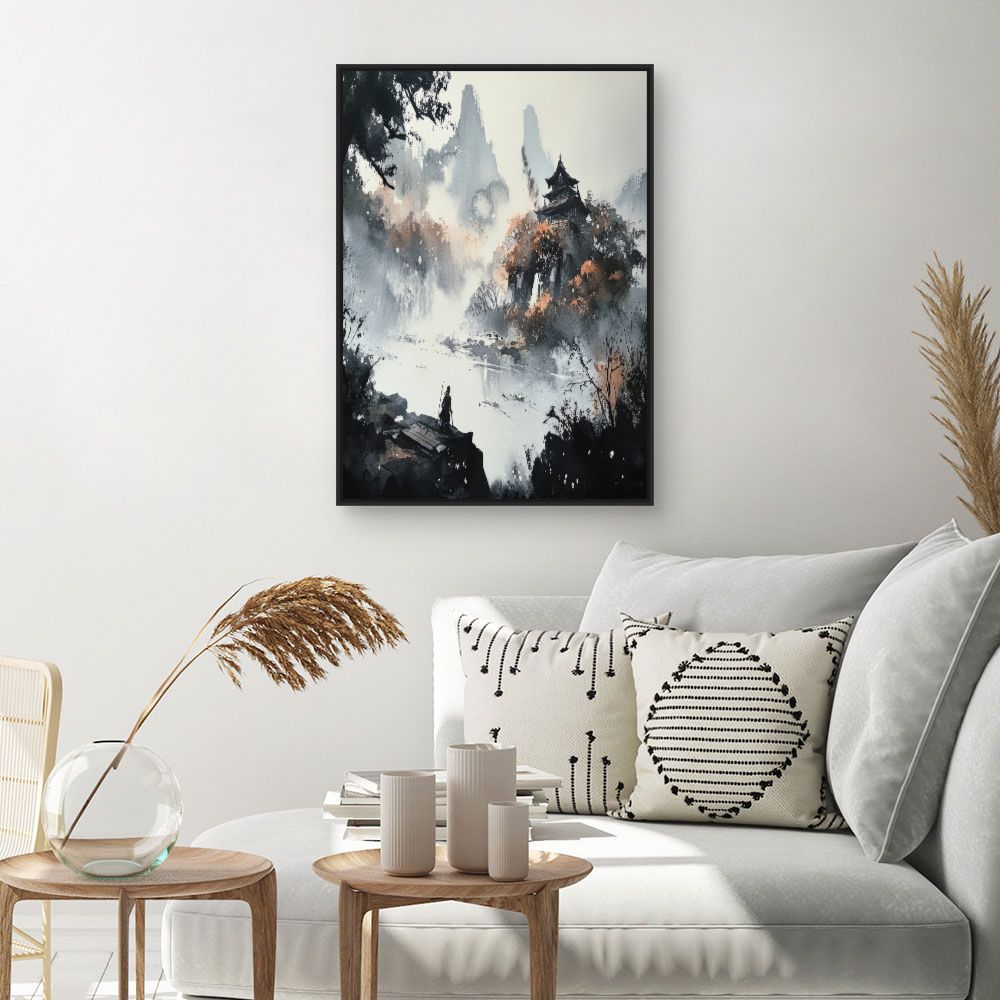 Toile "Paysage brumeux intrigant"