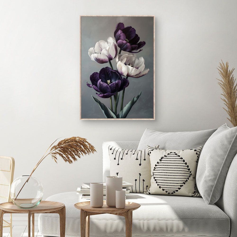 Toile Tulipes élégantes – toile cadre naturel (slide 1, 60×90)