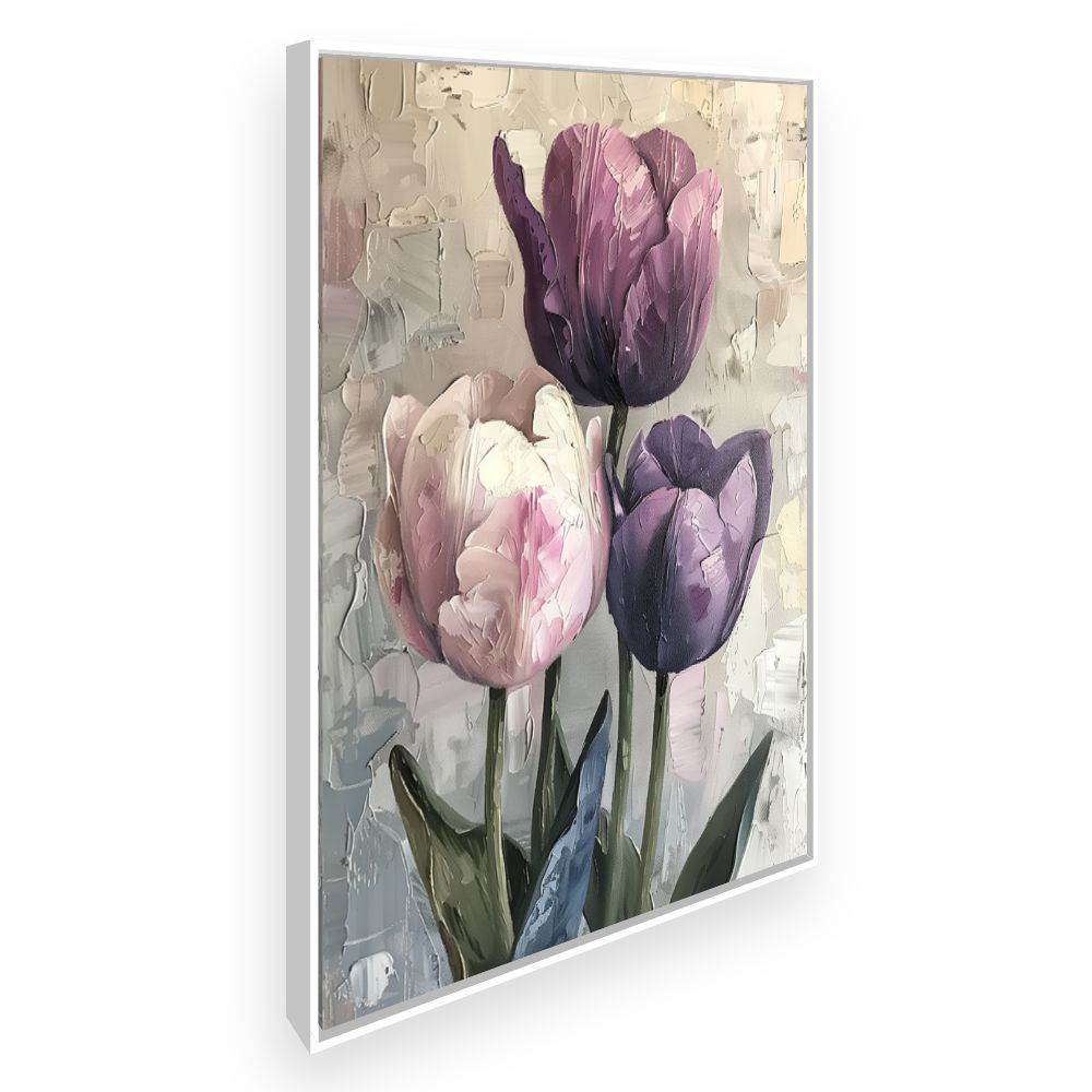 Toile Tulipes élégantes – toile cadre blanc (slide 2)