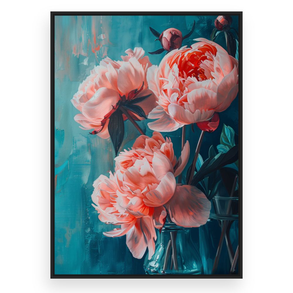 Toile Pivoines éclatantes – toile cadre noir (slide 3)