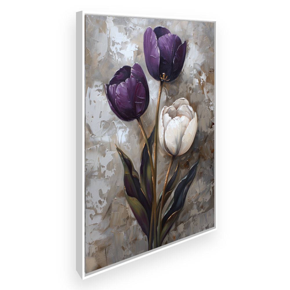 Toile Tulipes élégantes – toile cadre blanc (slide 2)