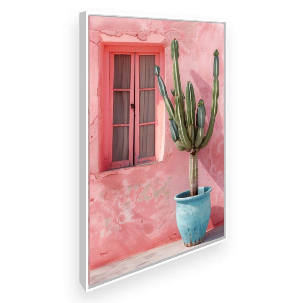Toile Cactus vibrant – toile cadre blanc (slide 2)
