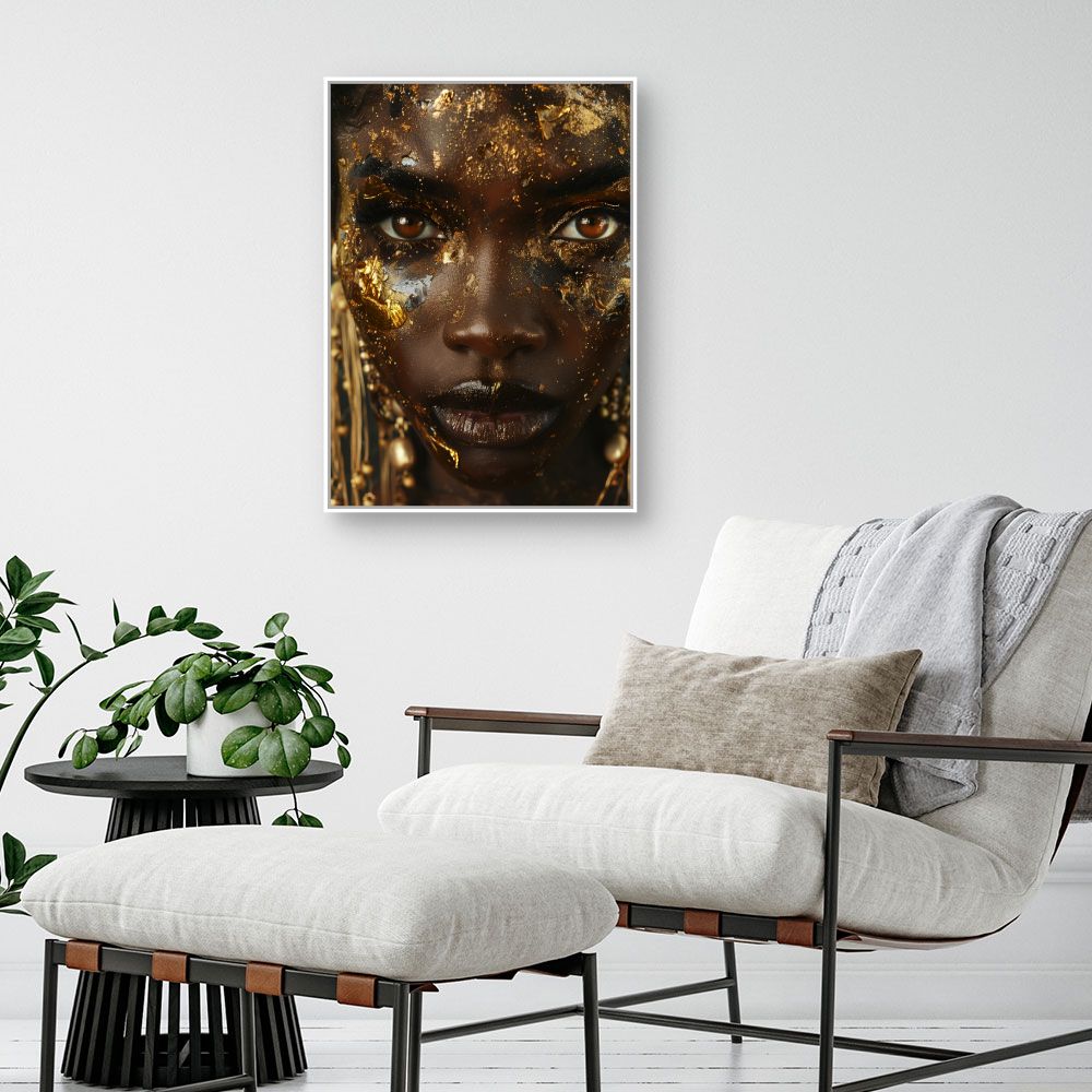 Schilderij "Stralend gouden gezicht"