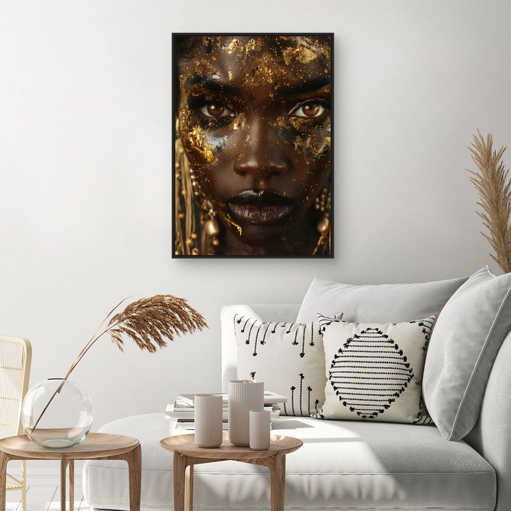 Schilderij "Stralend gouden gezicht"