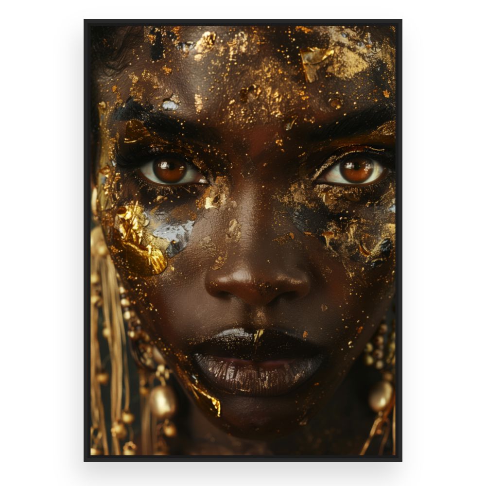 Toile Visage doré éclatant – toile cadre noir (slide 3)