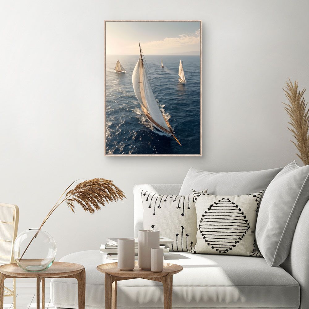 Toile Voiliers en mer – toile cadre naturel (slide 1, 60×90)