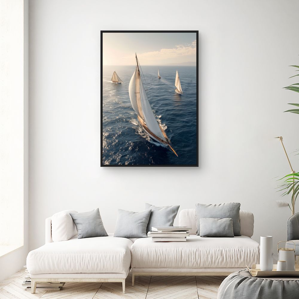 Schilderij "Zeilboten op zee"
