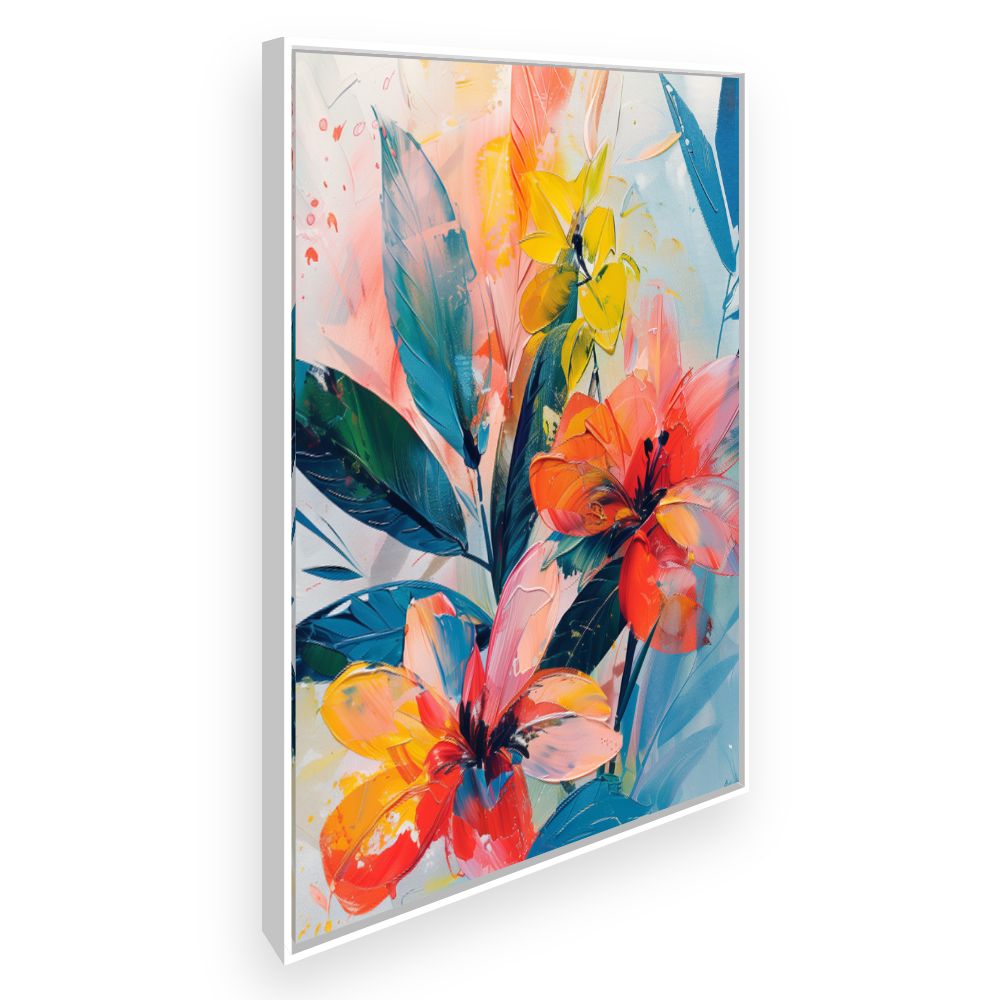 Toile Fleurs vibrantes – toile cadre blanc (slide 2)