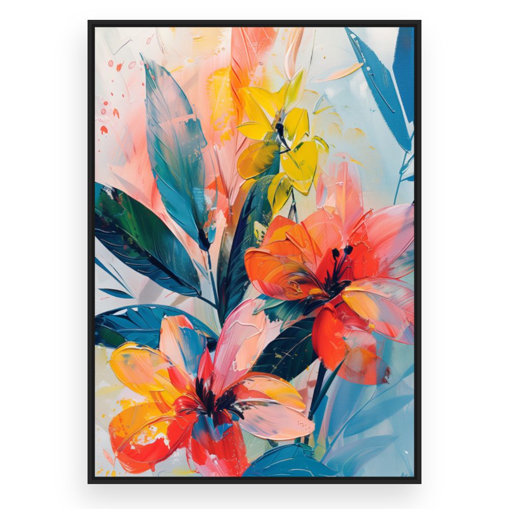 Toile Fleurs vibrantes – toile cadre noir (slide 3)