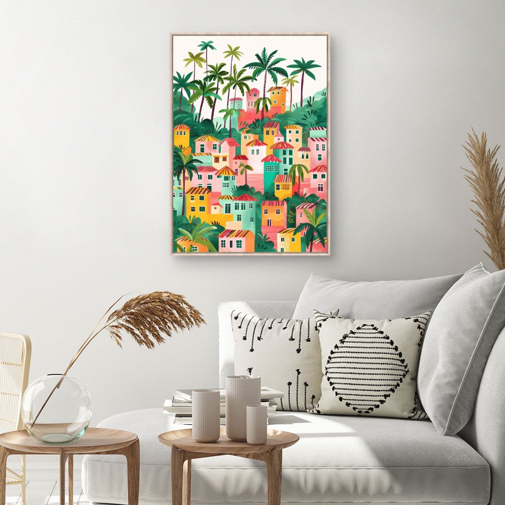 Toile Jungle urbaine colorée – toile cadre naturel (slide 1, 60×90)