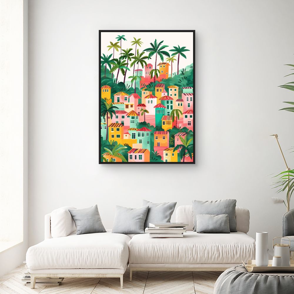 Schilderij "Kleurrijke stedelijke jungle"