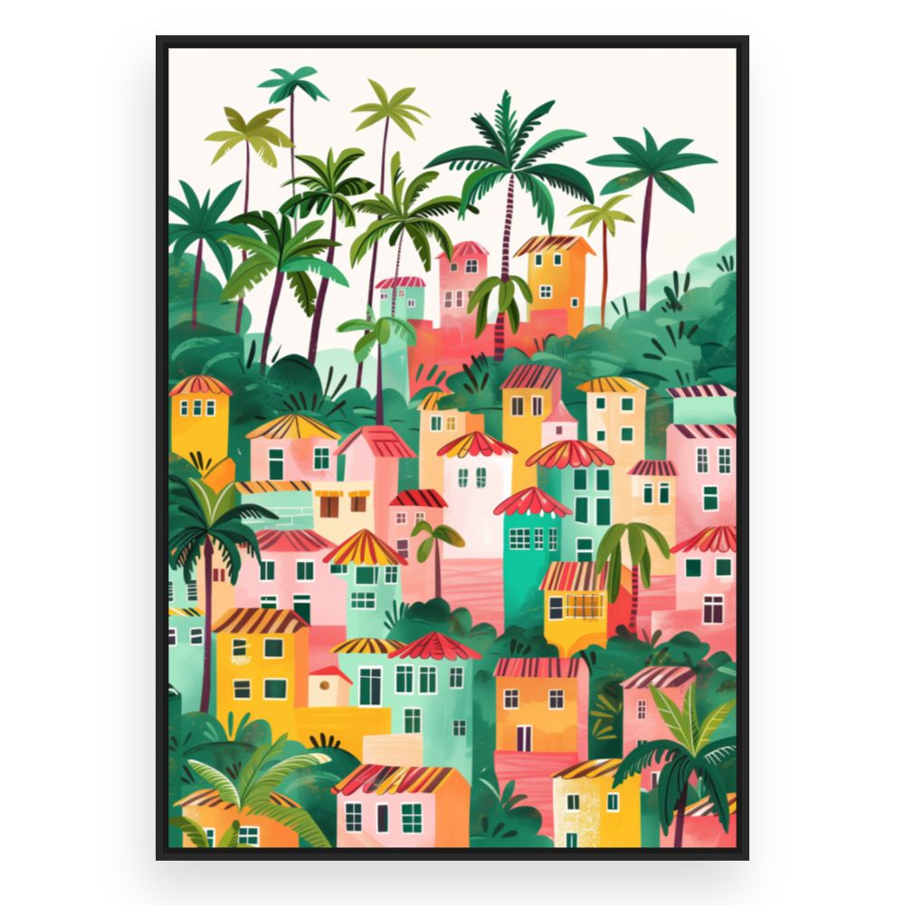 Toile Jungle urbaine colorée – toile cadre noir (slide 3)