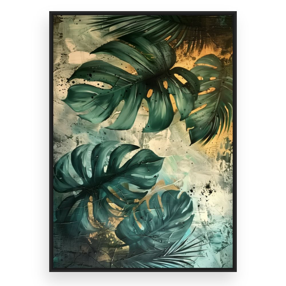 Toile Feuillage exotique luxuriant – toile cadre noir (slide 3)