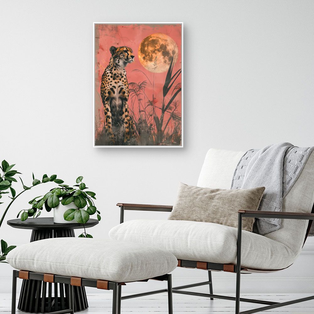 Toile "Léopard et lune"