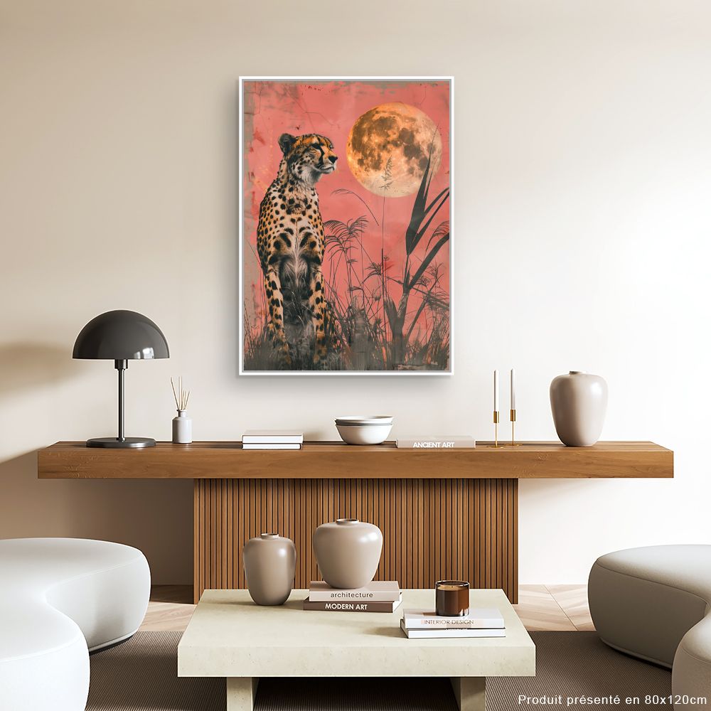 Toile "Léopard et lune"
