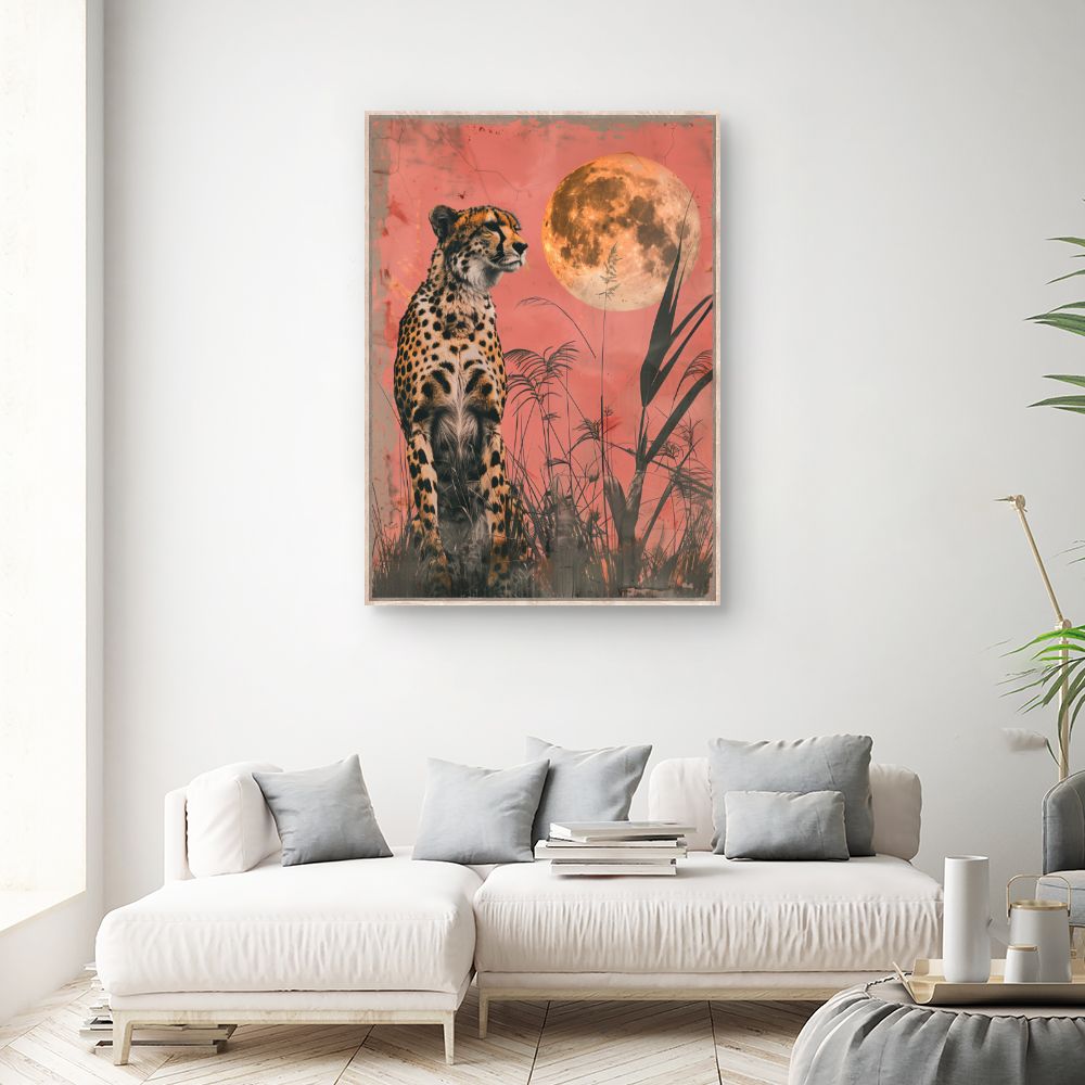 Toile "Léopard et lune"