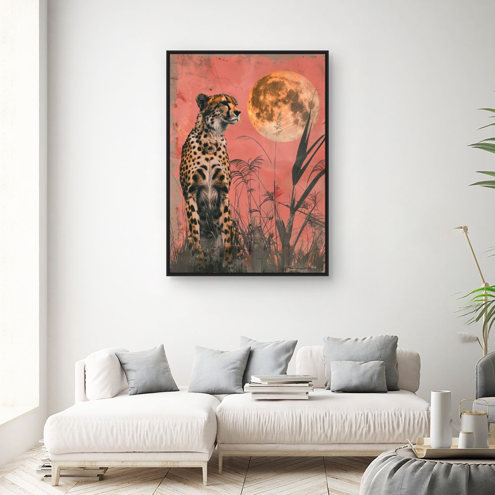 Toile "Léopard et lune"