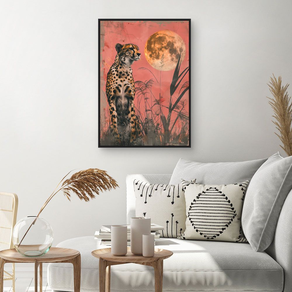 Toile "Léopard et lune"