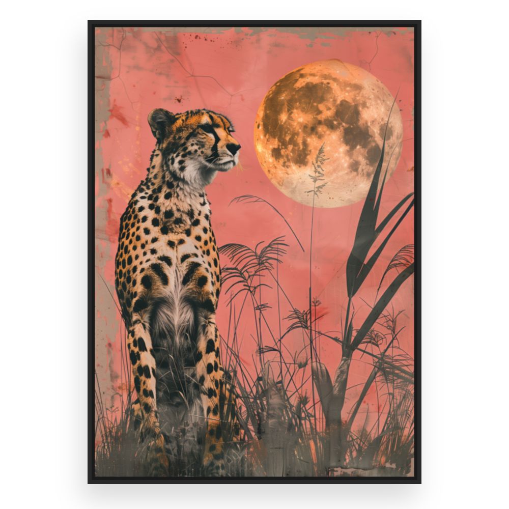 Toile Léopard et lune – toile cadre noir (slide 3)