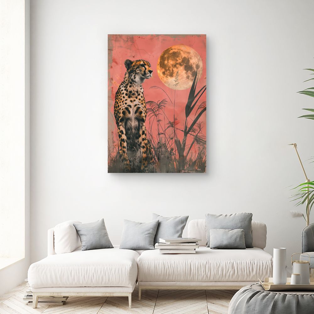 Toile "Léopard et lune"