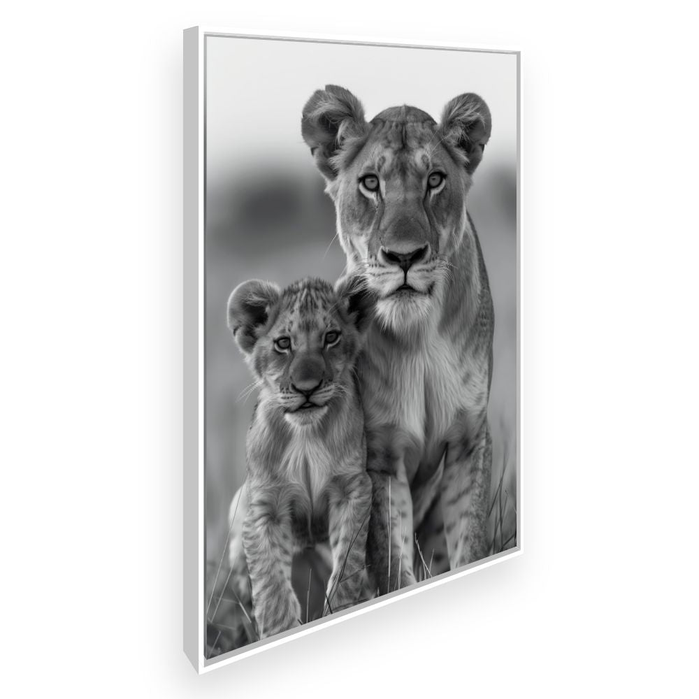 Toile Lionne et lionceau – toile cadre blanc (slide 2)