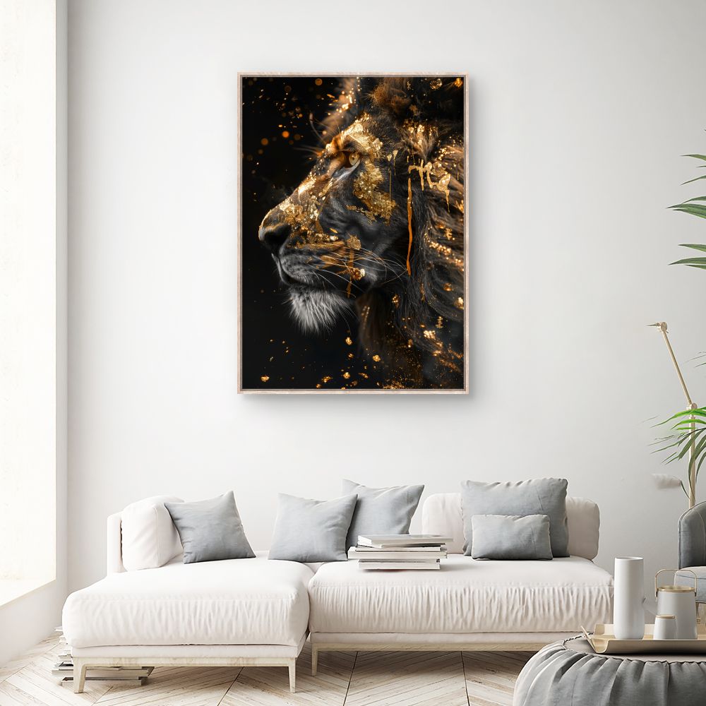 Toile "Lion doré majestueux"