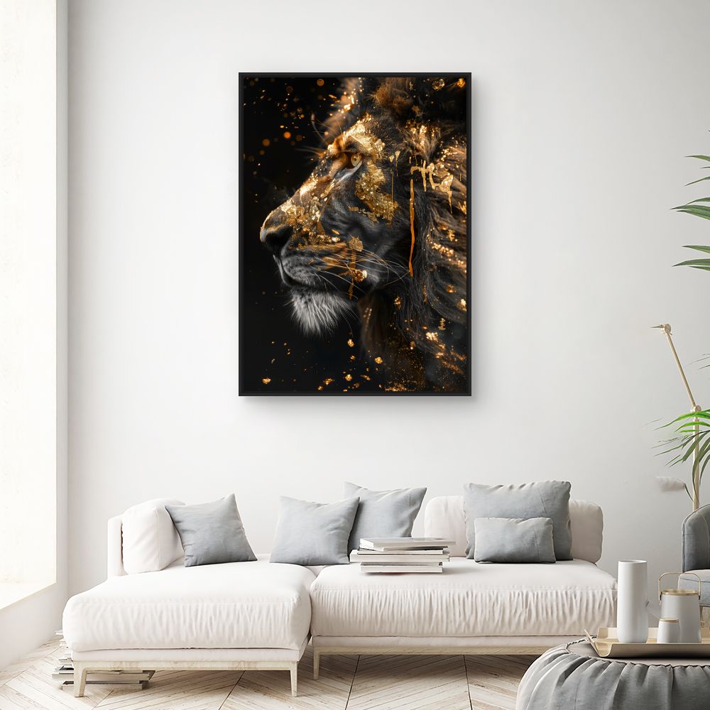 Toile "Lion doré majestueux"