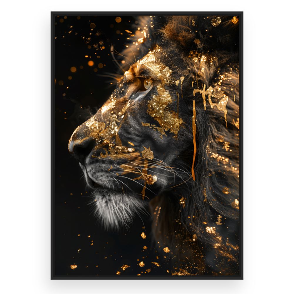 Toile Lion doré majestueux – toile cadre noir (slide 3)