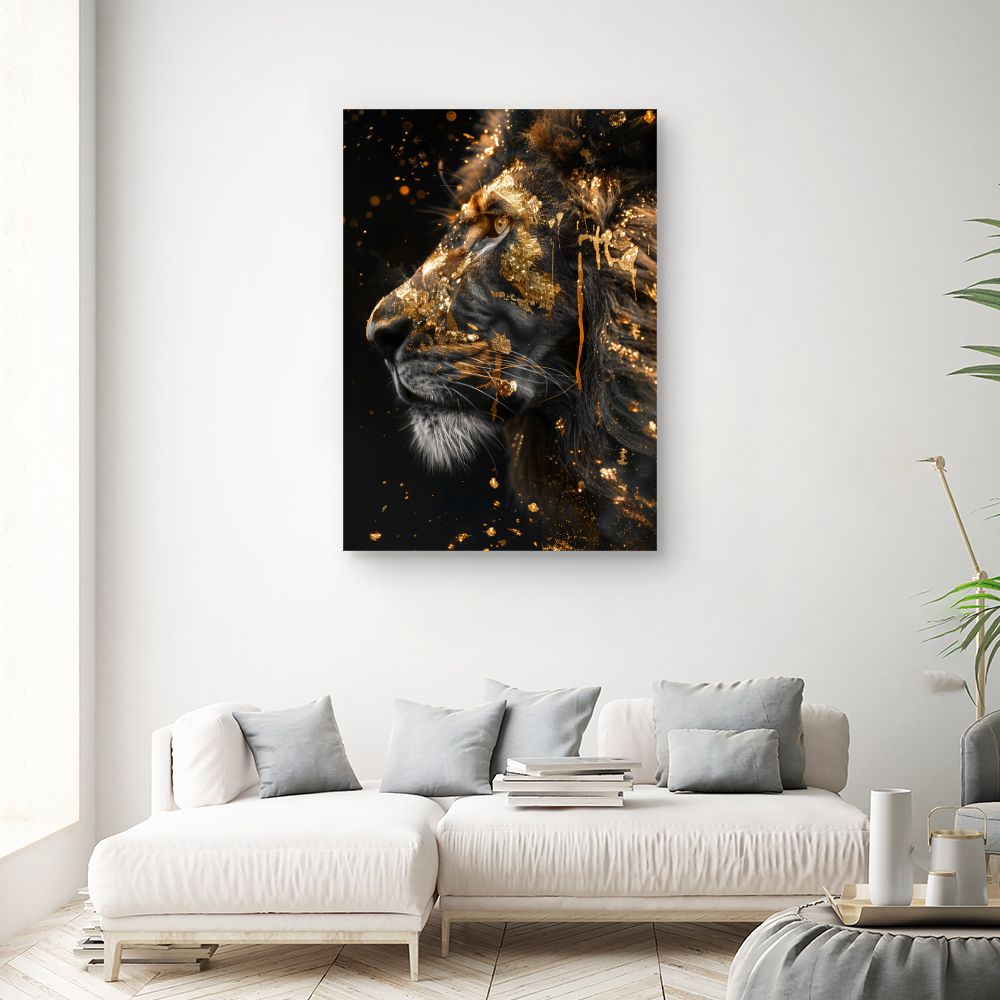 Toile "Lion doré majestueux"