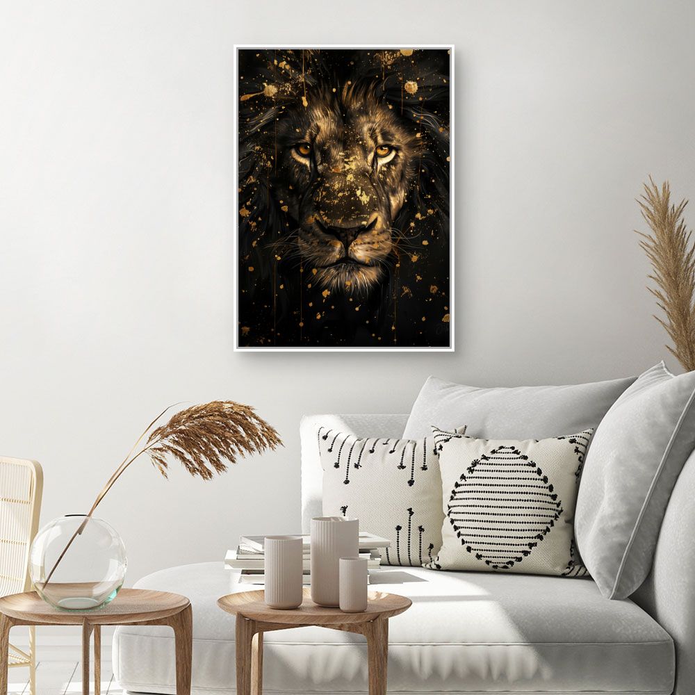 Toile "Lion majestueux doré"