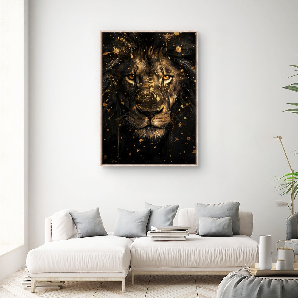 Toile "Lion majestueux doré"