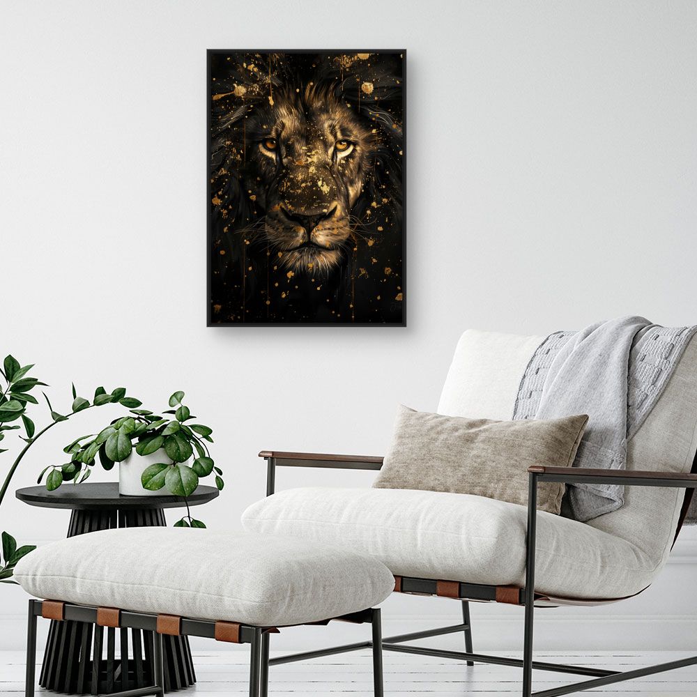 Toile "Lion majestueux doré"