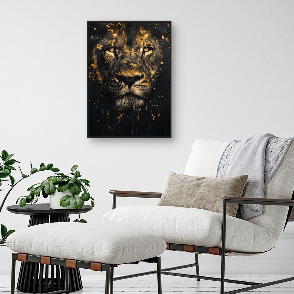 Toile "Regard puissant lion"