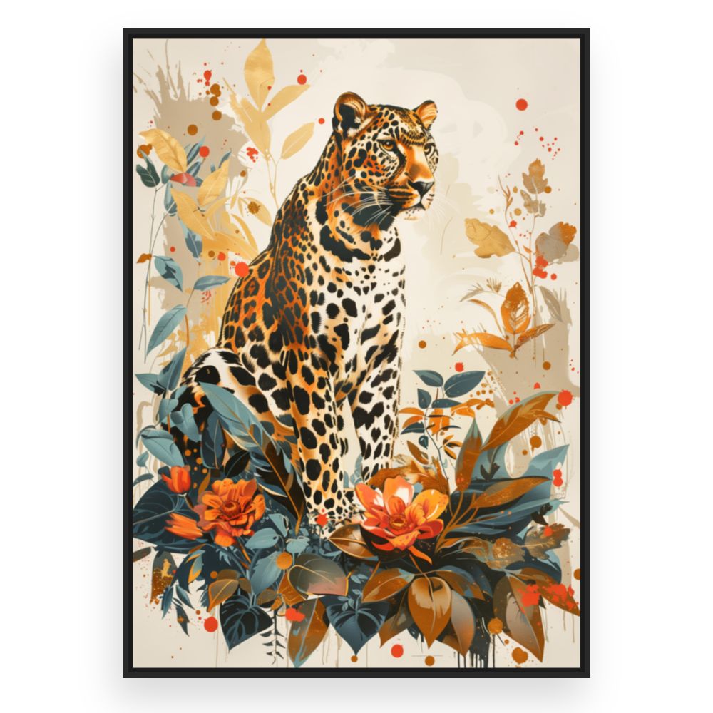 Toile Jaguar botanique – toile cadre noir (slide 3)