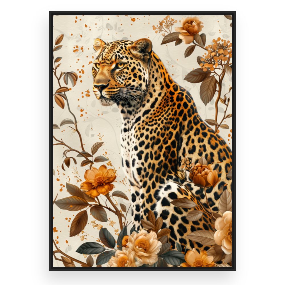 Toile Élégant léopard floral – toile cadre noir (slide 3)