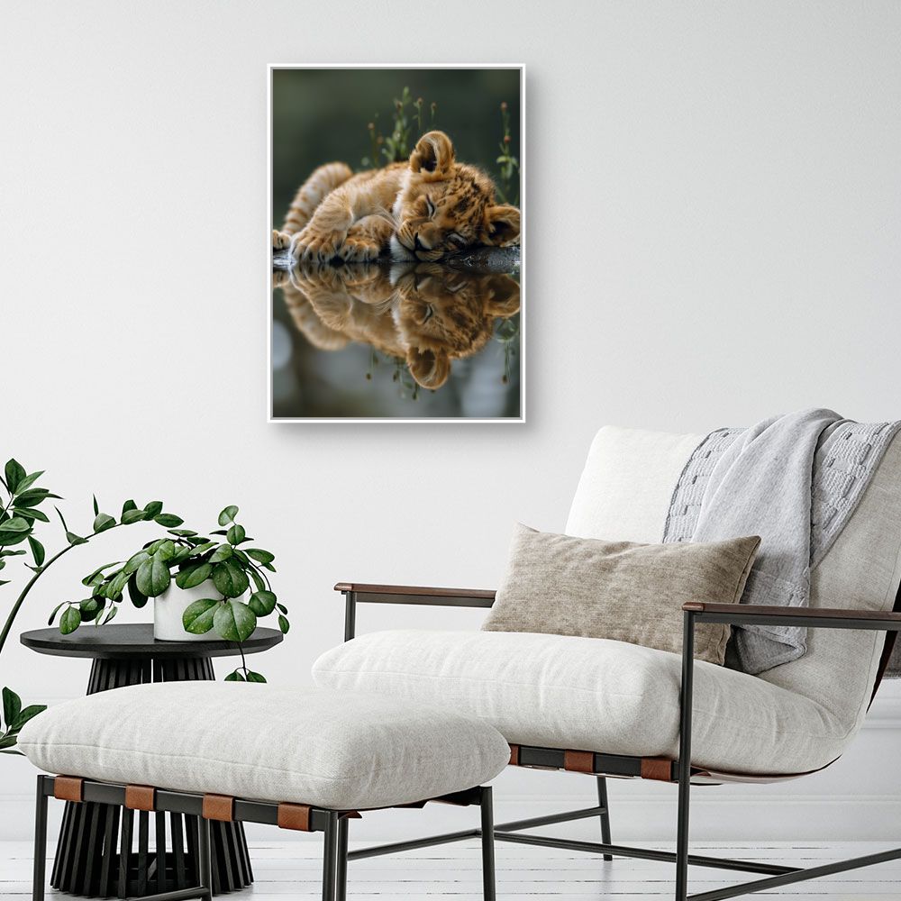 Toile "Lionceau endormi paisible"