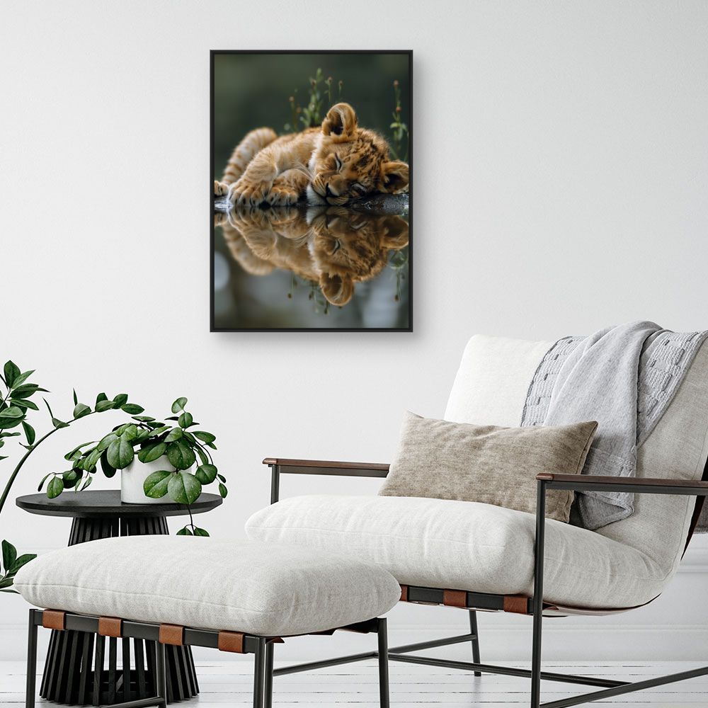 Toile "Lionceau endormi paisible"