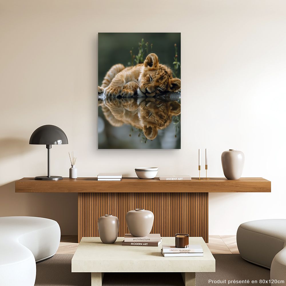 Toile "Lionceau endormi paisible"