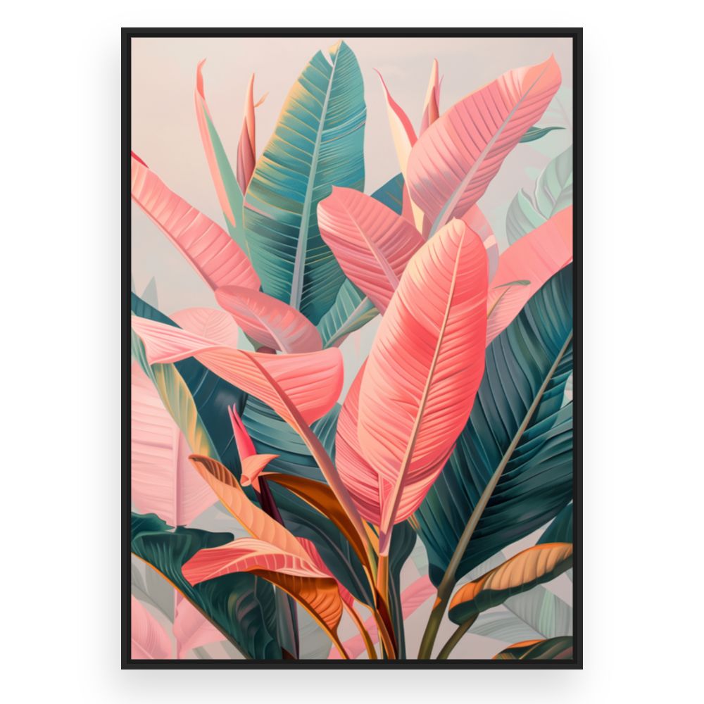 Toile Feuillage exotique vibrant – toile cadre noir (slide 3)