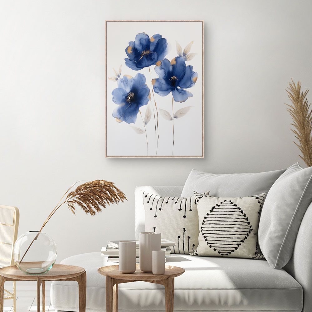 Toile Fleurs élégantes – toile cadre naturel (slide 1, 60×90)