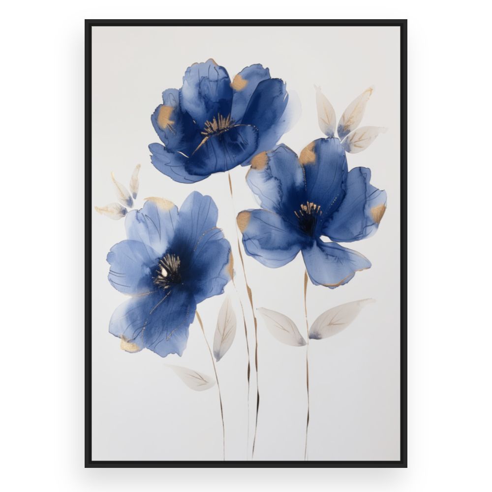 Toile Fleurs élégantes – toile cadre noir (slide 3)