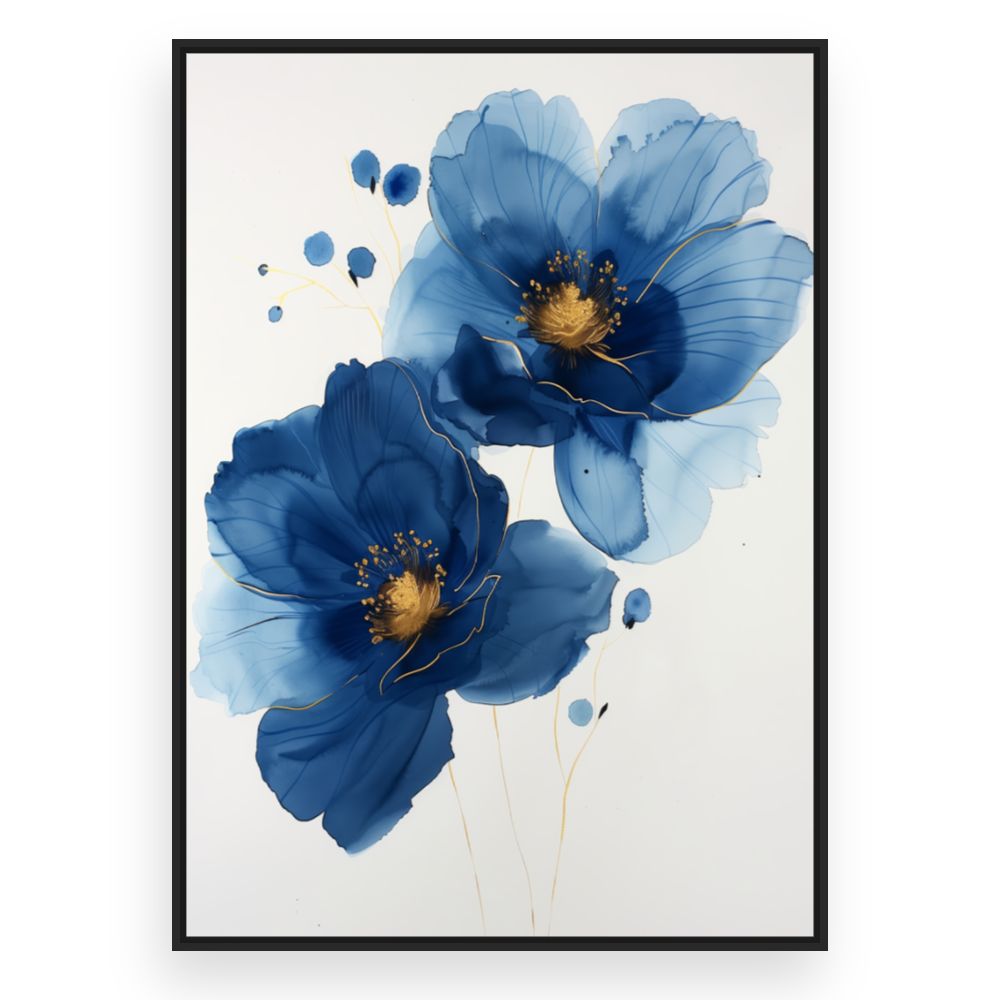 Toile Fleurs en aquarelle – toile cadre noir (slide 3)