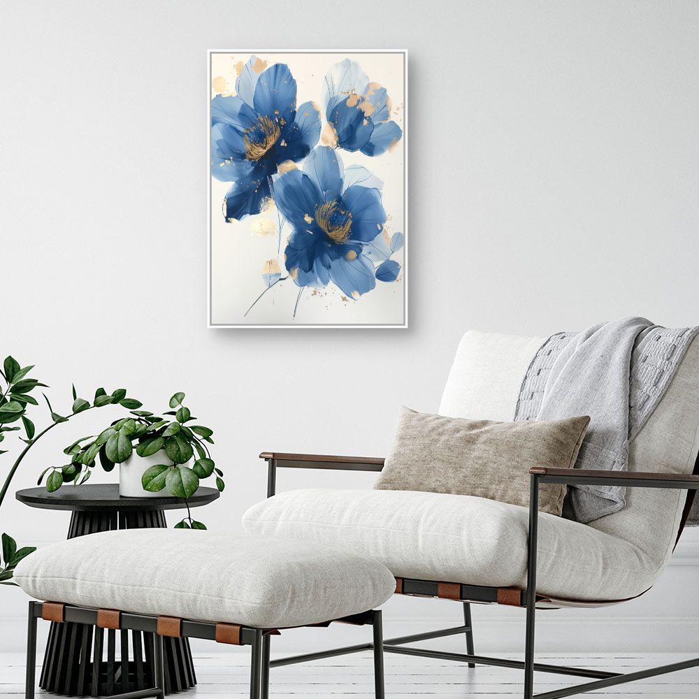 Schilderij "Delicate gouden bloemen"