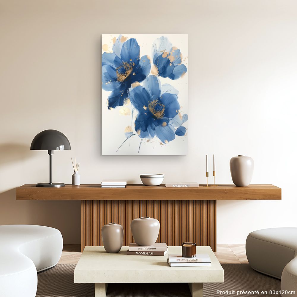 Schilderij "Delicate gouden bloemen"