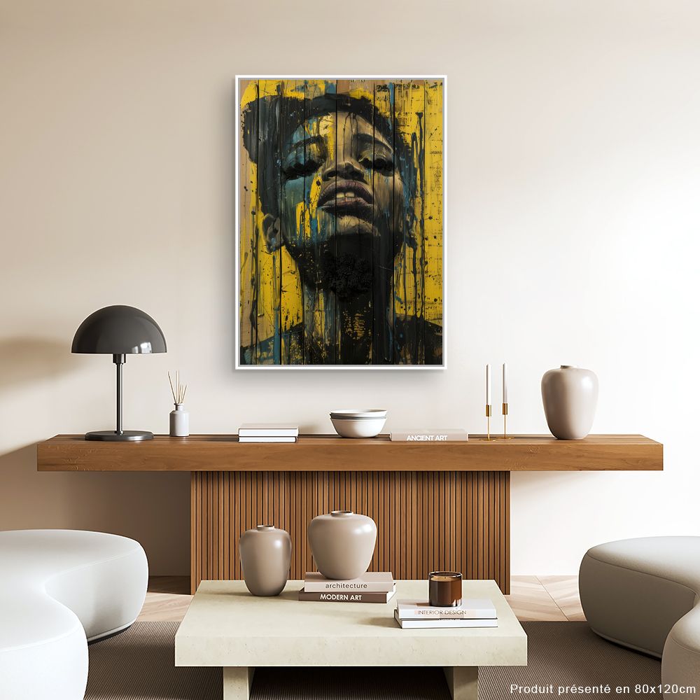 Toile "Portrait expressif vibrant"