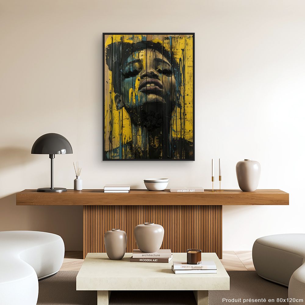 Toile "Portrait expressif vibrant"