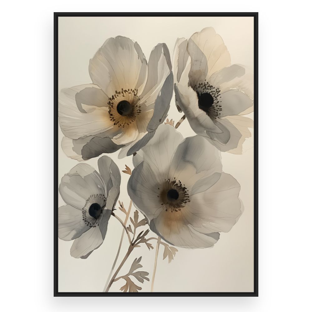 Toile Fleurs délicates – toile cadre noir (slide 3)