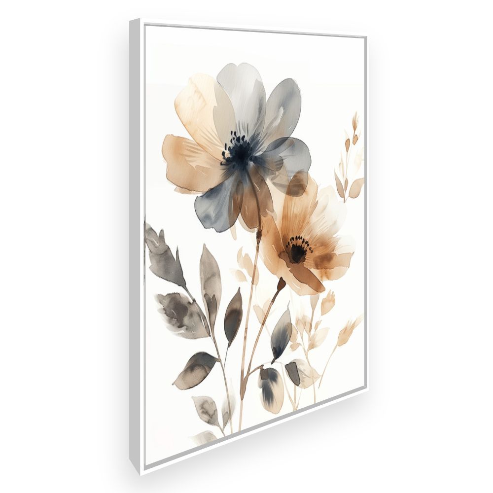 Toile Fleurs élégantes – toile cadre blanc (slide 2)