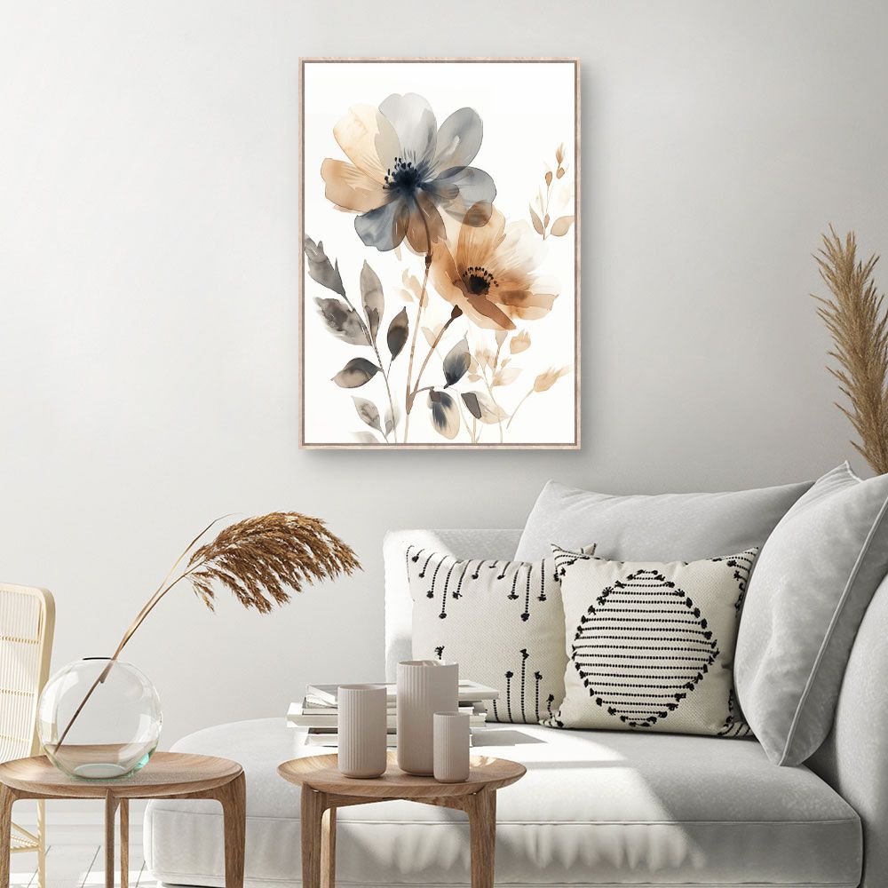 Toile Fleurs élégantes – toile cadre naturel (slide 1, 60×90)