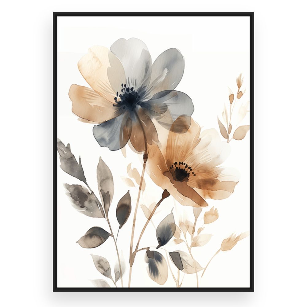 Toile Fleurs élégantes – toile cadre noir (slide 3)